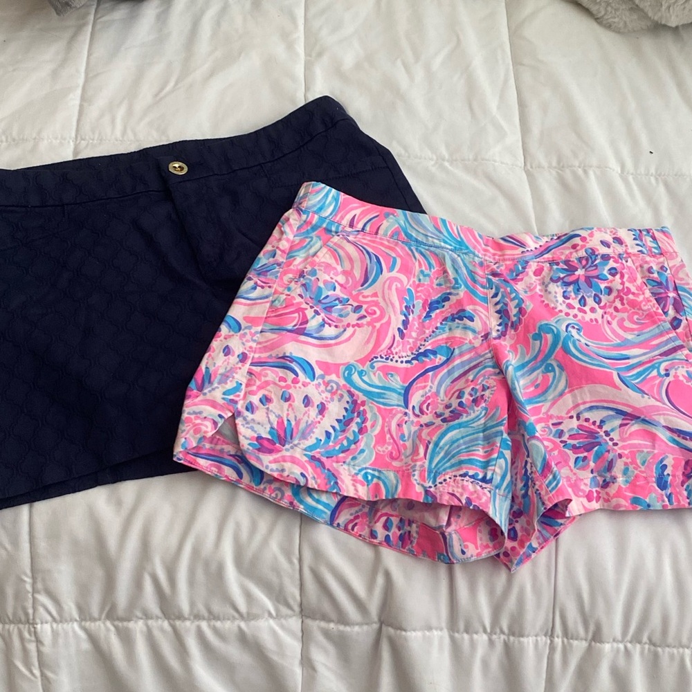 Lily Pulitzer navy and patterned shorts set